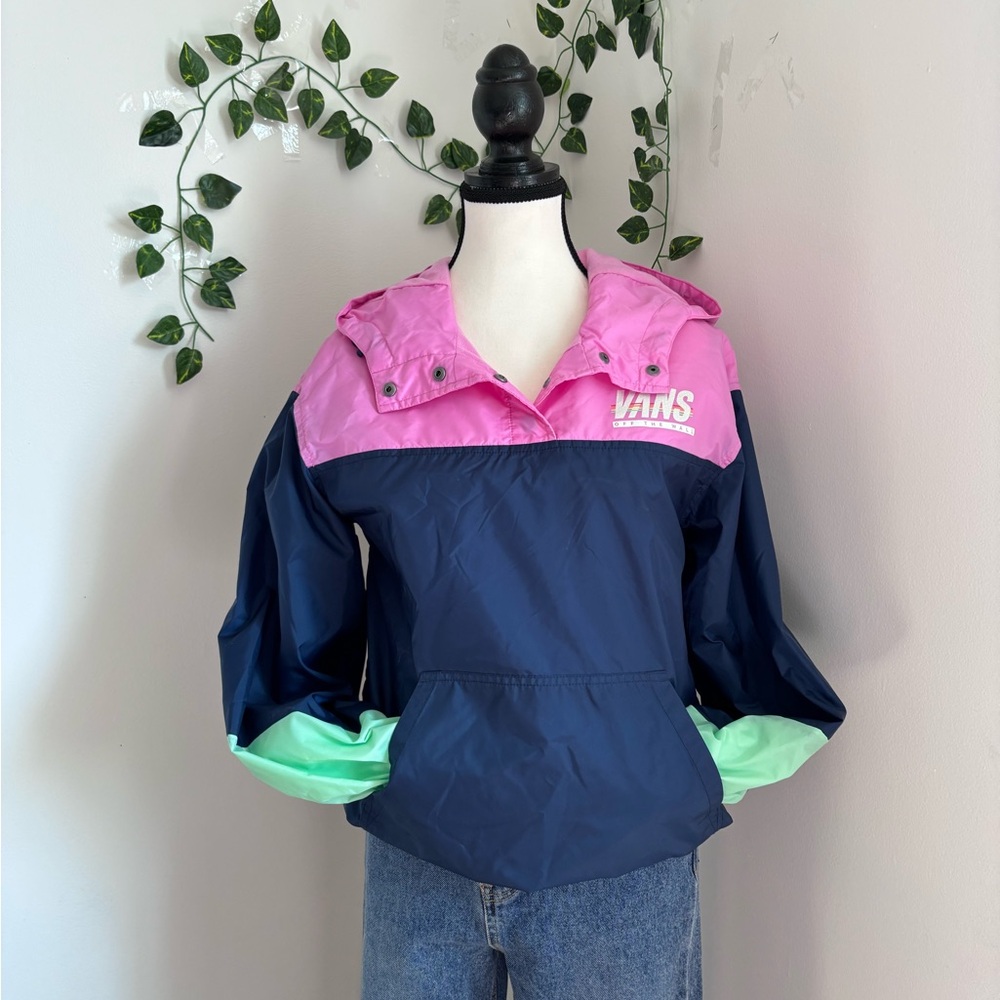 Vans Pink and Navy Windbreaker Coat Size XS Spring Jacket
